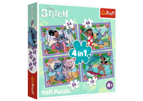 Puzzle 4w1 Szalony dzień Lilo i Stitch Trefl