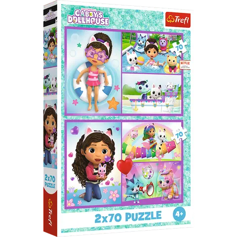 Puzzle - 2x70 - Baw się z Gabby - Koci Domek Gabi - Trefl 34438