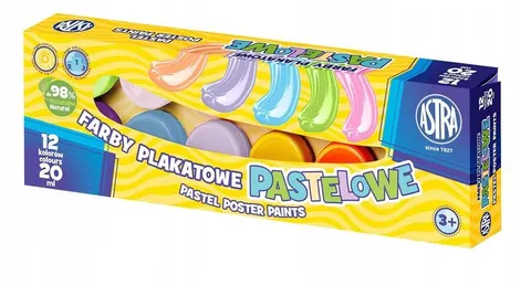 FARBY PLAKATOWE PASTELOWE ASTRA 12 KOLORÓW 20ml