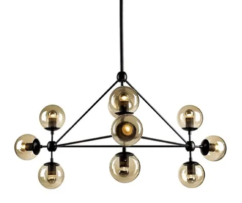 Lampa wisząca PLANETARIO 10 czarna - klosze dymione