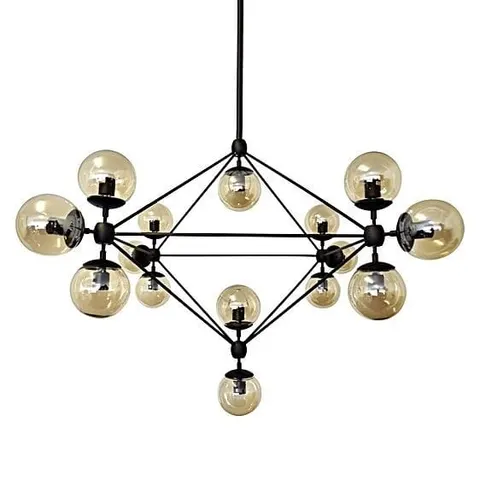 Lampa wisząca PLANETARIO 15 czarna - klosze dymione