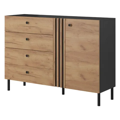 Komoda DECO (B) d4s dąb craft złoty/antracyt