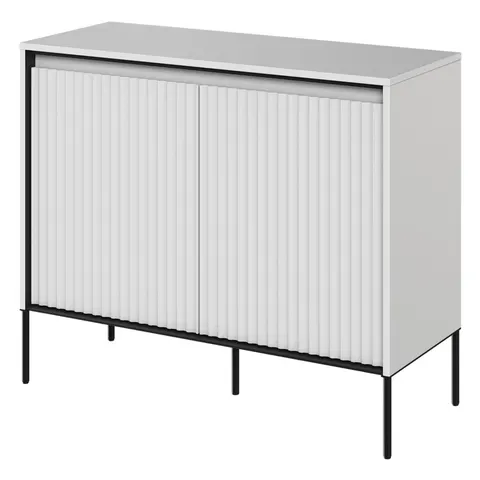 Komoda frezowana biała TREND 02 / czarne nogi