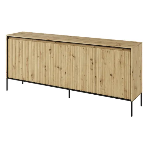 Komoda ryflowana dąb artisan TREND 04 / czarne nogi
