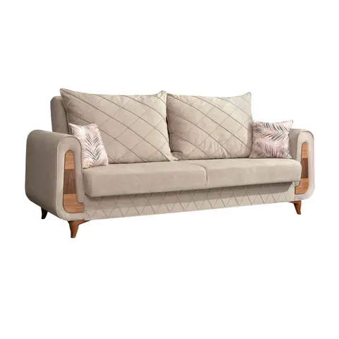 Sofa skandynawska BLANKA beżowa/nogi drewniane