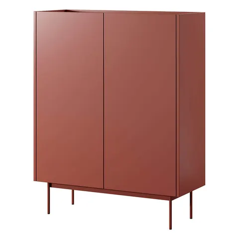 Komoda wysoka COLOR KD97 | Ceramiczny czerwony, dąb linea