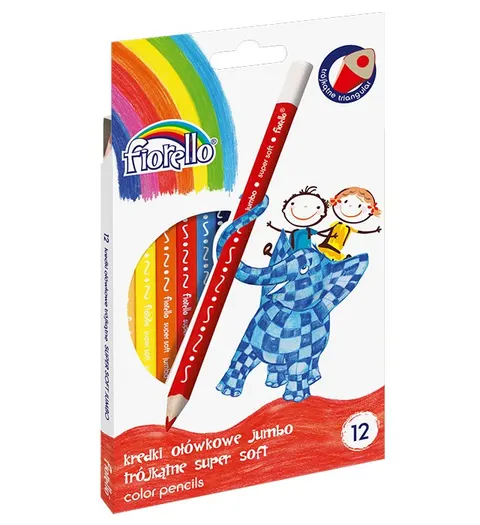 Kredki ołówkowe Fiorello Super Soft Jumbo 12 kolorów