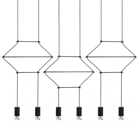 Lampa wisząca FLUSSO LINE 6 czarna