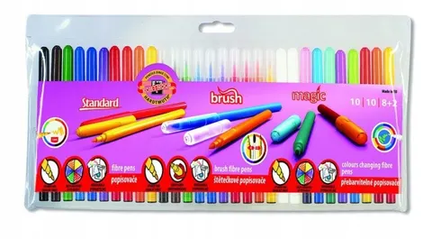 Flamastry zmywalne, pędzelkowe Magic 30 sztuk
