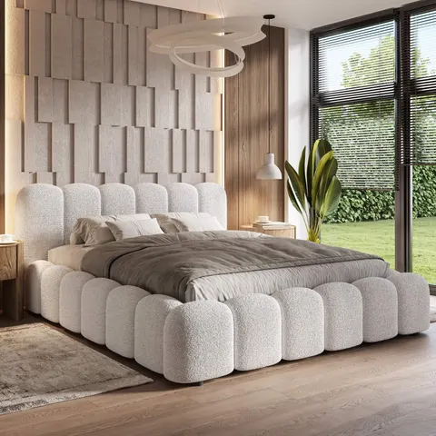 Łóżko tapicerowane z pojemnikiem SFG0183P | 180x200 | Boucle | Biały #2