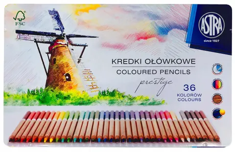 Kredki ołówkowe ASTRA PRESTIGE w pudełku 36kolorów