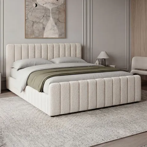 Łóżko tapicerowane SF1078P | 140x200 | Boucle | Biały #2