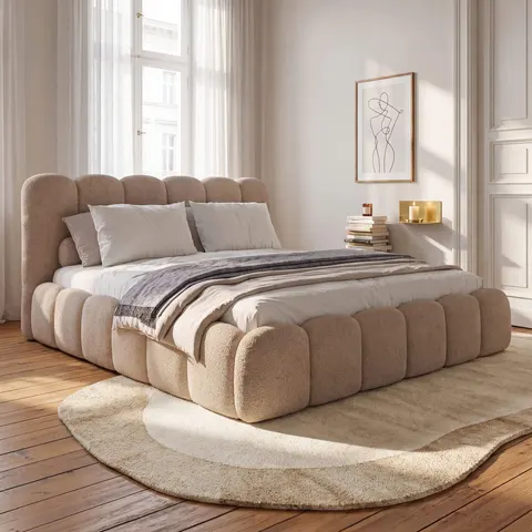 Łóżko tapicerowane SF1109 | 160x200 | Boucle | Beż #3