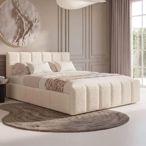 Łóżko tapicerowane z pojemnikiem SFG0166P | 160x200 | Boucle | Beż #3