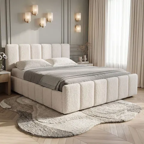 Łóżko tapicerowane SF1077 | 180x200 | Boucle | Biały #2