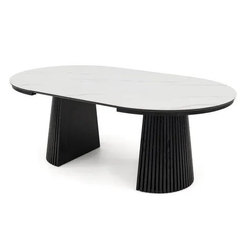 Stół okrągły rozkładany IMPERIAL | 120/160/200 Czarny | blat ceramiczny