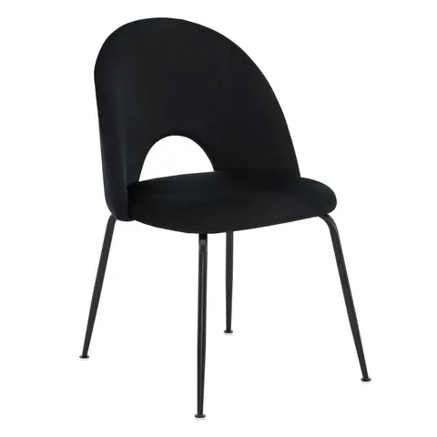 Krzesło Glamour czarny KC-903-2 / welur, czarne nogi