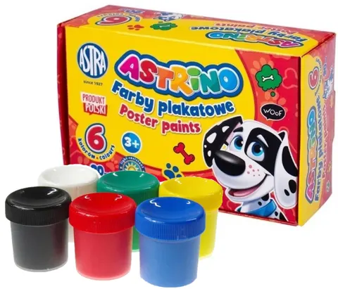 Farby plakatowe Astrino 6 kolorów 20 ml - Astra