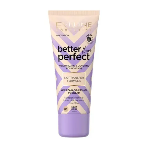 EVELINE BETTER THAN PERFECT Nawilżająco-kryjący podkład 03 LIGHT BEIGE, 30 ml