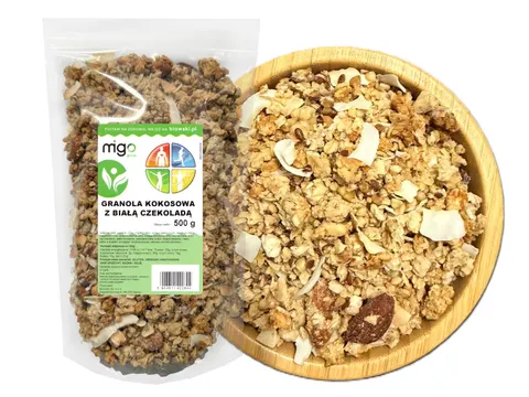 Granola kokosowa z białą czekoladą 500g - MIGOgroup