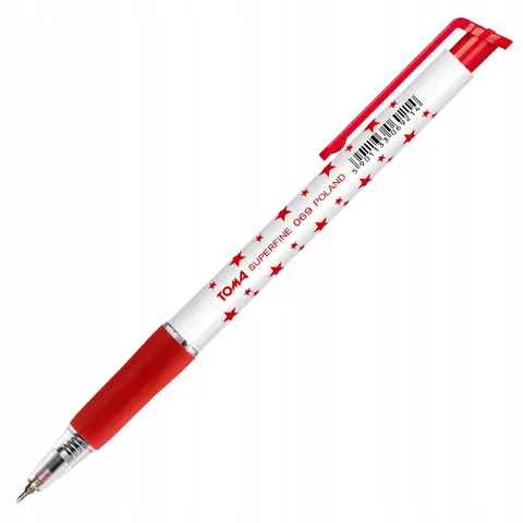 Długopis automatyczny Toma S-FINE w gwiazdki czerwony TO-069