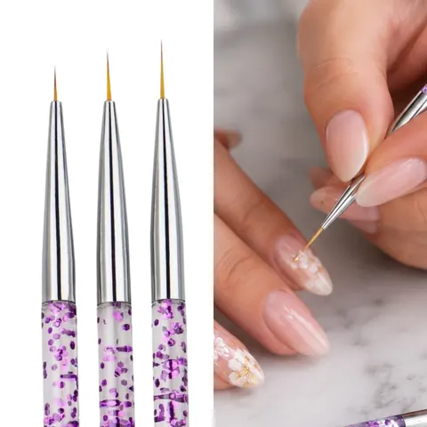 Pędzelki do zdobień paznokci nail art - 3 szt.
