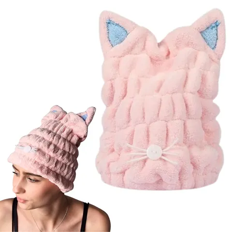 Ręcznik Szybkoschnący Czepek Turban Do Włosów Kotek