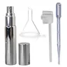 Atomizer do perfum 10 ml z lejkiem, pipetą i pompką - srebrny