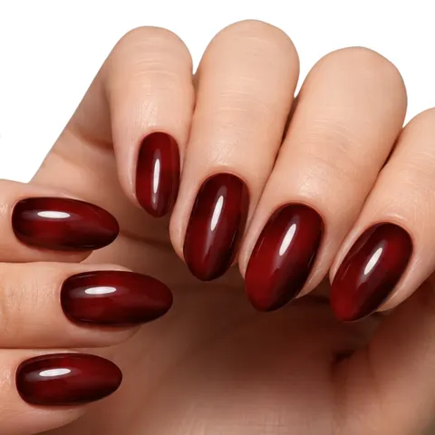 Tipsy samoprzylepne OVAL Cat Eye - czerwone, 24 szt.