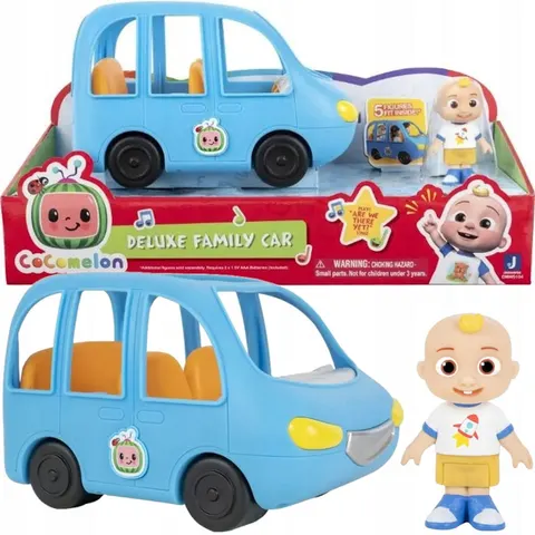 Cocomelon Jazwares Niebieski Rodzinny Interaktywny Samochód + Figurka Jj
