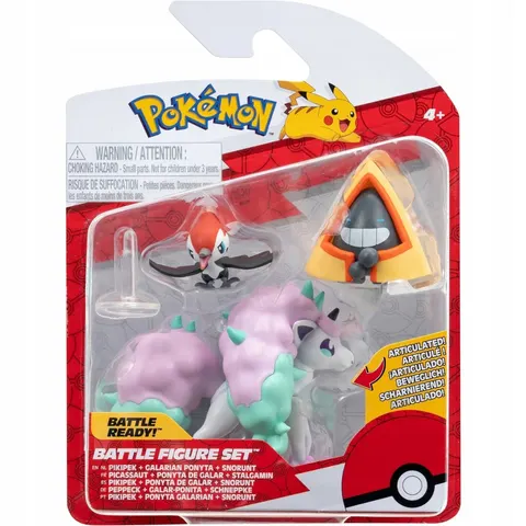 Pokemon Oryginalne Figurki Zestaw 3-Pak Galarian Ponyta + Pikipek + Snorunt