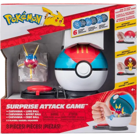 Pokemon Surprise Attack Game Gra Jazwares Figurka Carvanha + Lure Ball