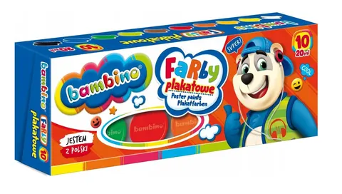 Farby plakatowe 10 kolorów Bambino 20ml