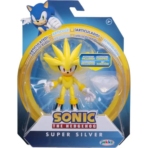 Sonic the Hedgehog Oryginalna Ruchoma Figurka Super Silver + White Emerald