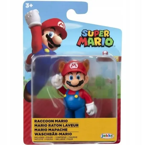 Super Mario Jakks Pacific Oryginalna Ruchoma Figurka Raccoon Mario 7cm