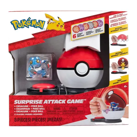 Pokemon Surprise Attack Game Gra Jazwares Figurka Croagunk + Poke Ball
