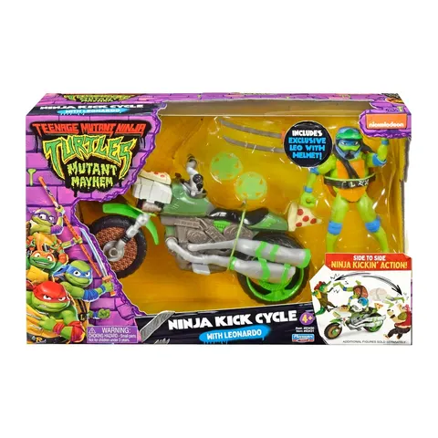Wojownicze Żółwie Ninja Mutant Mayhem Pojazd Ninja Kick Cycle + Leonardo