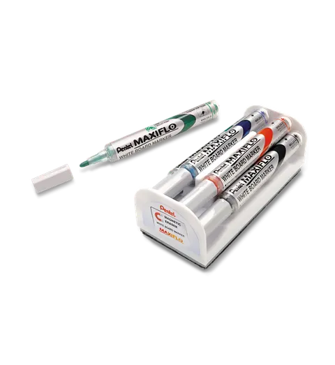 Marker do tablic komplet 4 kolory z gąbką magnetyczną MWL5S-4N MAXIFLO PENTEL