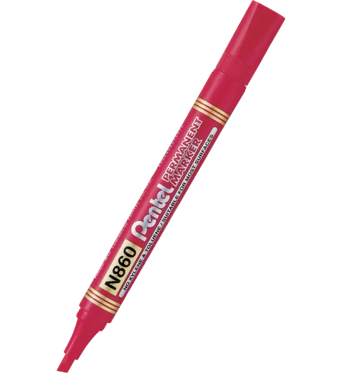 Marker permanentny PENTEL N860 - ścięty - czerwony