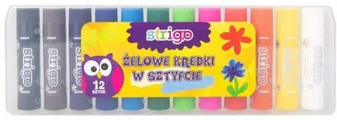 ŻELOWE KREDKI W SZTYFCIE STRIGO 12 KOLORÓW
