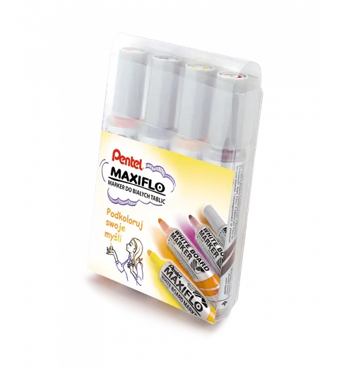Marker suchościeralny z tłoczkiem okrągły 2,0-2,5mm PENTEL MAXIFLO MWL5M 4 kolory