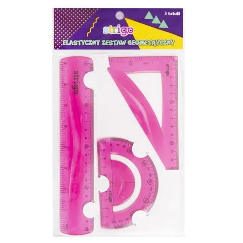 ZESTAW GEOMETRYCZNY ELASTYCZNY RÓŻOWY STRIGO