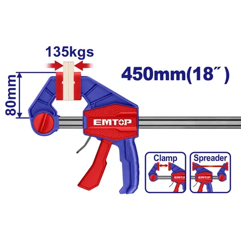 Ścisk stolarski 80x450mm ECLPQ80181 EMTOP