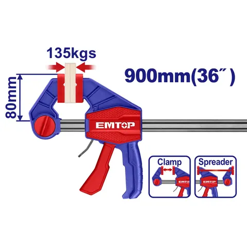 Ścisk stolarski 80x900mm ECLPQ80361 EMTOP