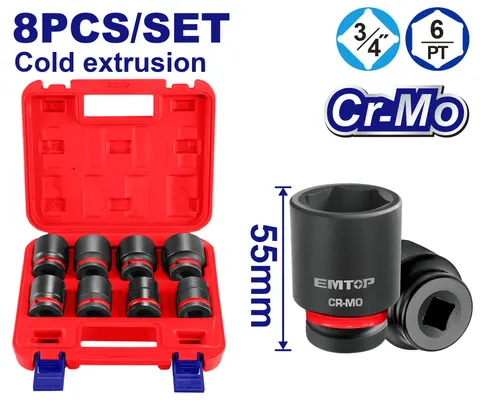 Zestaw nasadek udarowych 3/4'' 8 szt. EMSSD34081 EMTOP