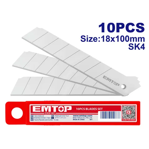 Ostrze do noży 18mm 10szt. ESKB1801 EMTOP