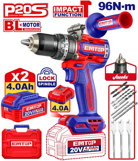Wiertarko-wkrętarka udarowa 20V 96Nm ECIDL209686E EMTOP