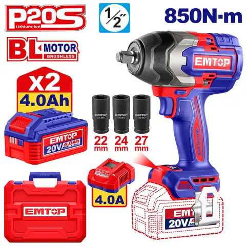 Klucz udarowy aku. 1/2" 20V 850NM ECIWL2085E EMTOP
