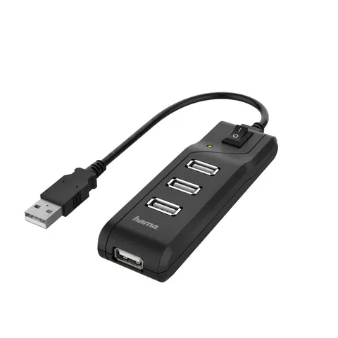 Hama HUB Z WŁĄCZNIKIEM USB 2.0 4xUSB-A CZARNY