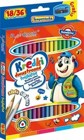 Kredki szkolne trójkątne dwustronne, 18/36 kolorów Bambino